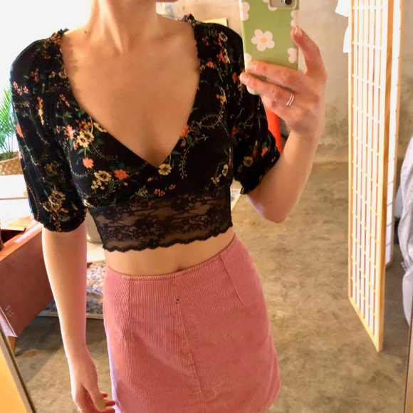 Urban Outfitters Tops - Urban Outfitters UO Samara Plunging Surplice Cropped Top